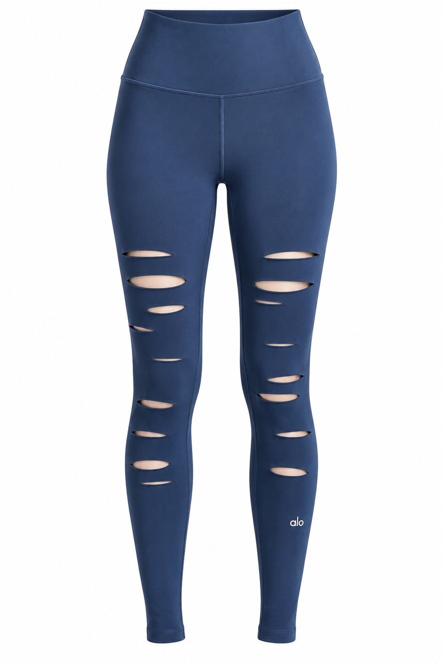 Alo Yoga High Waist Distressed Ripped Leggings NWOT Rare